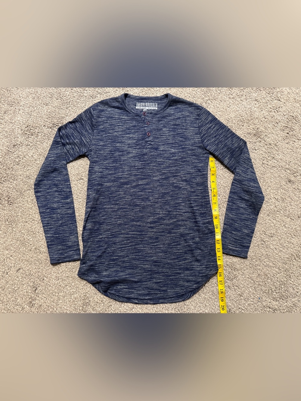 Men's Long Sleeve Navy Space-Dyed Henley